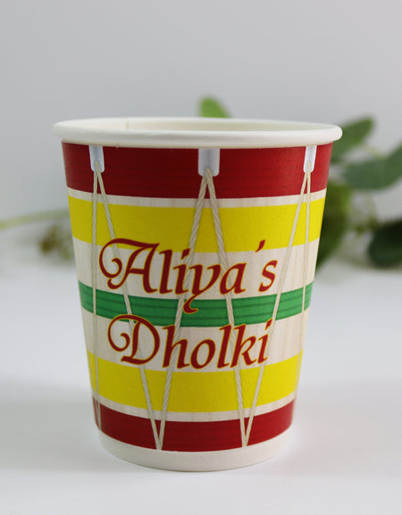108 Red & Yellow Dholki - Mehndi/Dholki Chai Cups | Weddings/Nikkah/Mehndi/Parties