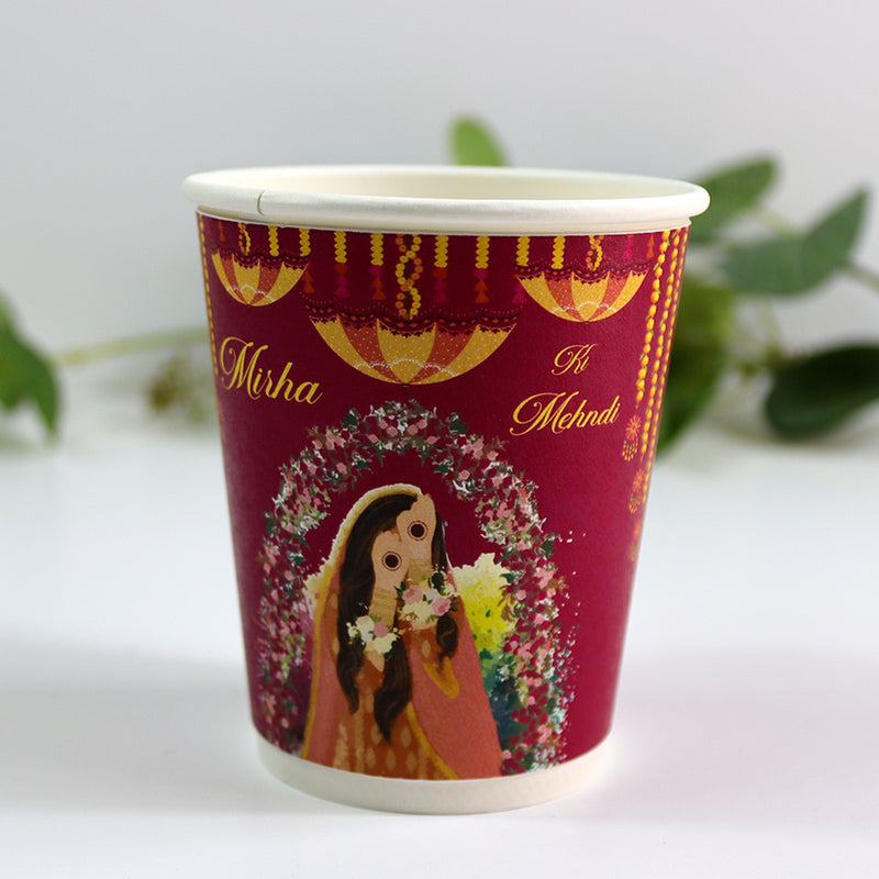 114 Pink Girl - Mehndi/Dholki Chai Cups | Weddings/Nikkah/Mehndi/Parties