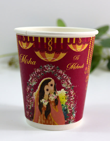 114 Pink Girl - Mehndi/Dholki Chai Cups | Weddings/Nikkah/Mehndi/Parties