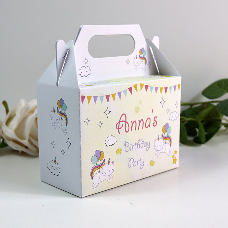 127 Girl Gable Box - Personalised Kids Birthday Party Gift Boxes, Custom Printed Gable Favour Boxes for Boys and Girls, Party Bags, Treat Boxes