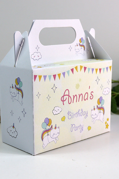 Load image into Gallery viewer, 127 Girl Gable Box - Personalised Kids Birthday Party Gift Boxes, Custom Printed Gable Favour Boxes for Boys and Girls, Party Bags, Treat Boxes
