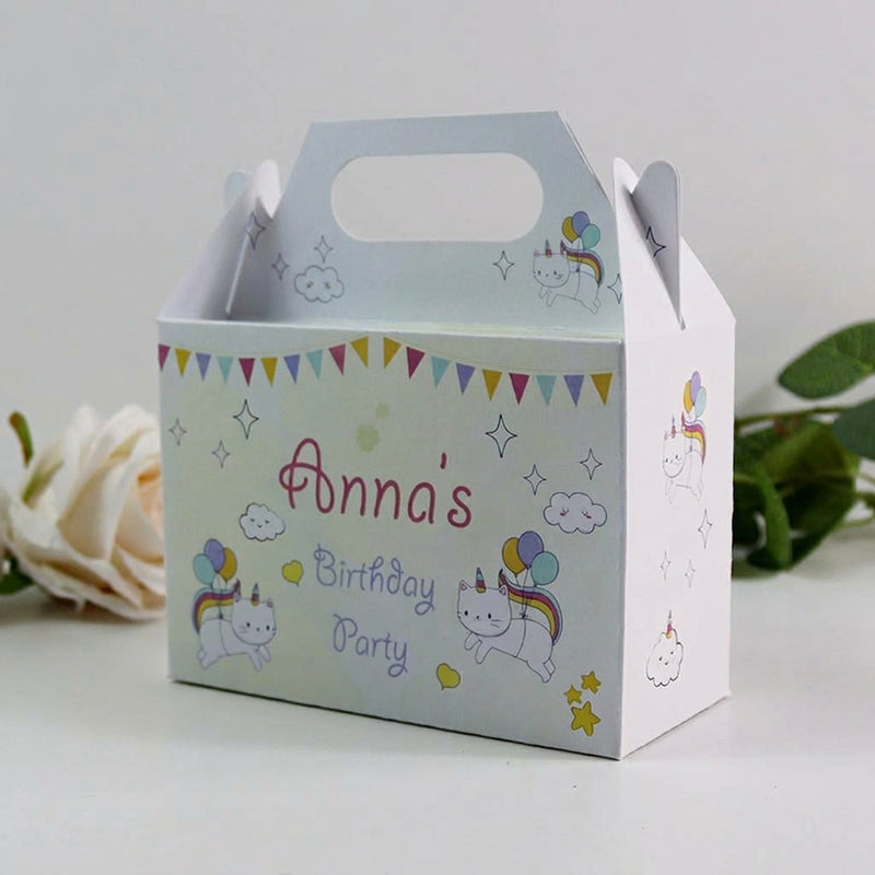 127 Girl Gable Box - Personalised Kids Birthday Party Gift Boxes, Custom Printed Gable Favour Boxes for Boys and Girls, Party Bags, Treat Boxes