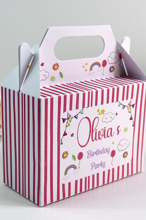 Load image into Gallery viewer, 129 Girl Gable Box - Personalised Kids Birthday Party Gift Boxes, Custom Printed Gable Favour Boxes for Boys and Girls, Party Bags, Treat Boxes
