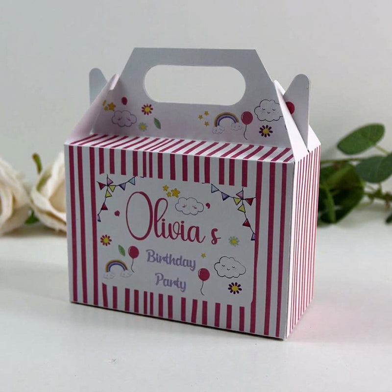 129 Girl Gable Box - Personalised Kids Birthday Party Gift Boxes, Custom Printed Gable Favour Boxes for Boys and Girls, Party Bags, Treat Boxes