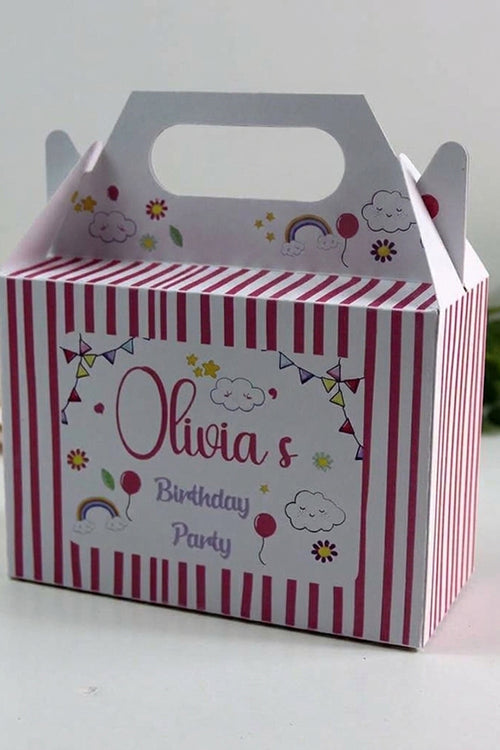 Load image into Gallery viewer, 129 Girl Gable Box - Personalised Kids Birthday Party Gift Boxes, Custom Printed Gable Favour Boxes for Boys and Girls, Party Bags, Treat Boxes
