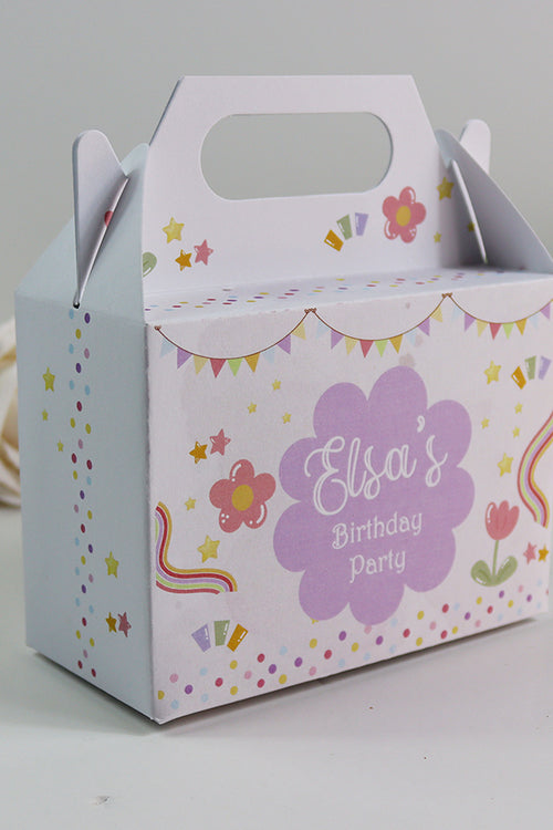 Load image into Gallery viewer, 128 Girl Gable Box - Personalised Kids Birthday Party Gift Boxes, Custom Printed Gable Favour Boxes for Boys and Girls, Party Bags, Treat Boxes
