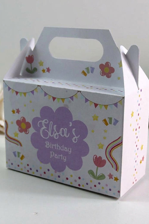 Load image into Gallery viewer, 128 Girl Gable Box - Personalised Kids Birthday Party Gift Boxes, Custom Printed Gable Favour Boxes for Boys and Girls, Party Bags, Treat Boxes
