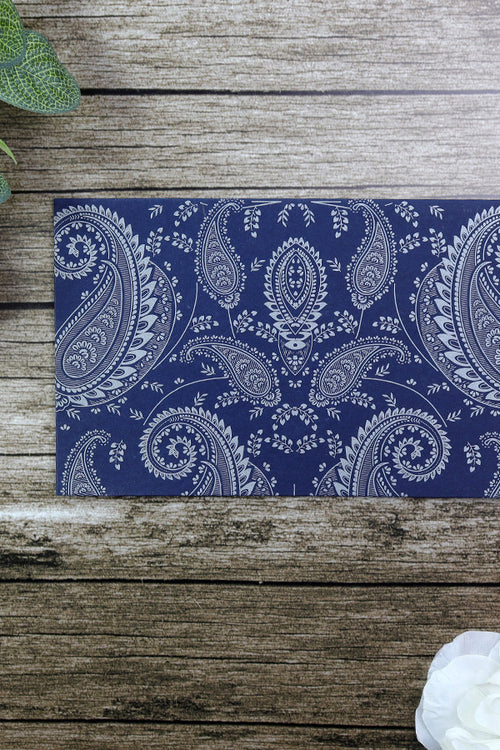 Load image into Gallery viewer, HW054 Navy Blue and silver paisley Indian invitations
