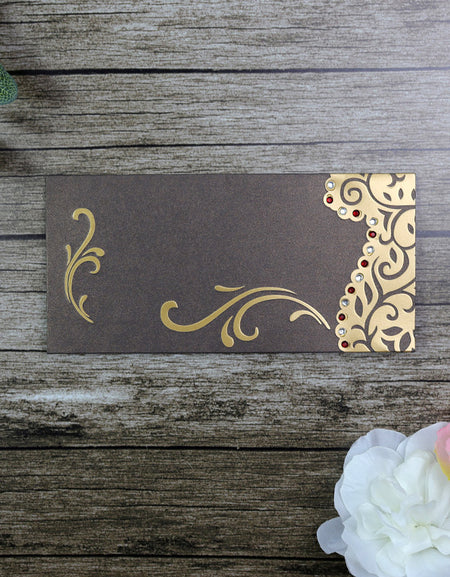 HW092 Vintage Brown and Gold Invitation Template