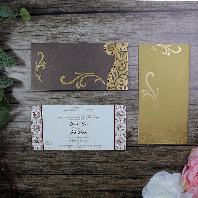 HW092 Vintage Brown and Gold Invitation Template