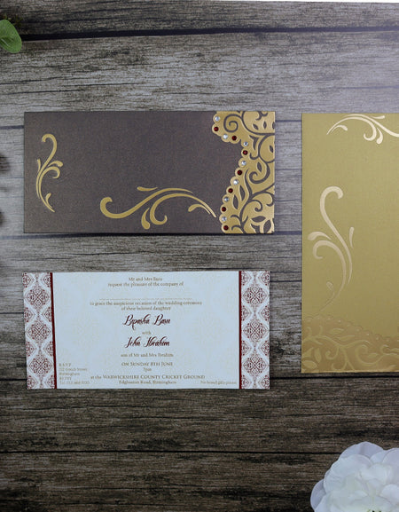 HW092 Vintage Brown and Gold Invitation Template
