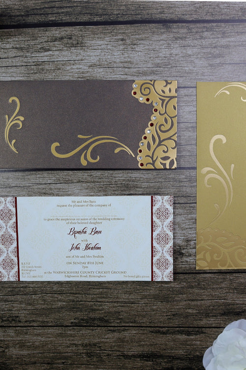 Load image into Gallery viewer, HW092 Vintage Brown and Gold Invitation Template
