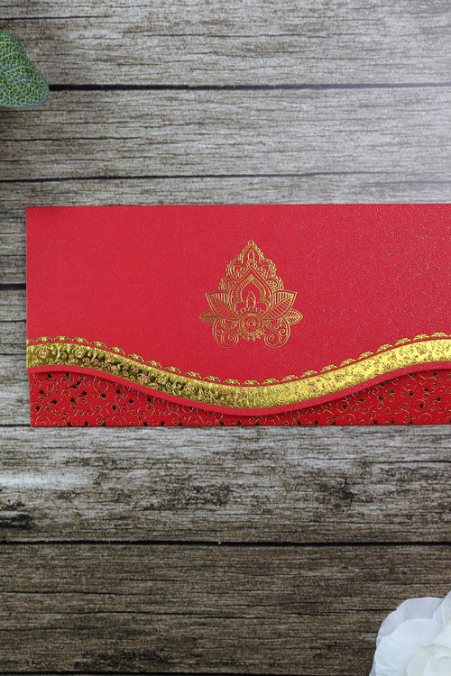 Load image into Gallery viewer, HW120 Red Iridescent Indian Pakistani Asian Pocket wedding invitation
