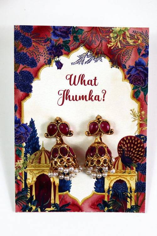 Load image into Gallery viewer, What Jhumka A7 Gift Cards | 111 Pink | Jhumka Earring Holder Cards | Mehndi, Sangeet &amp; Wedding Favours
