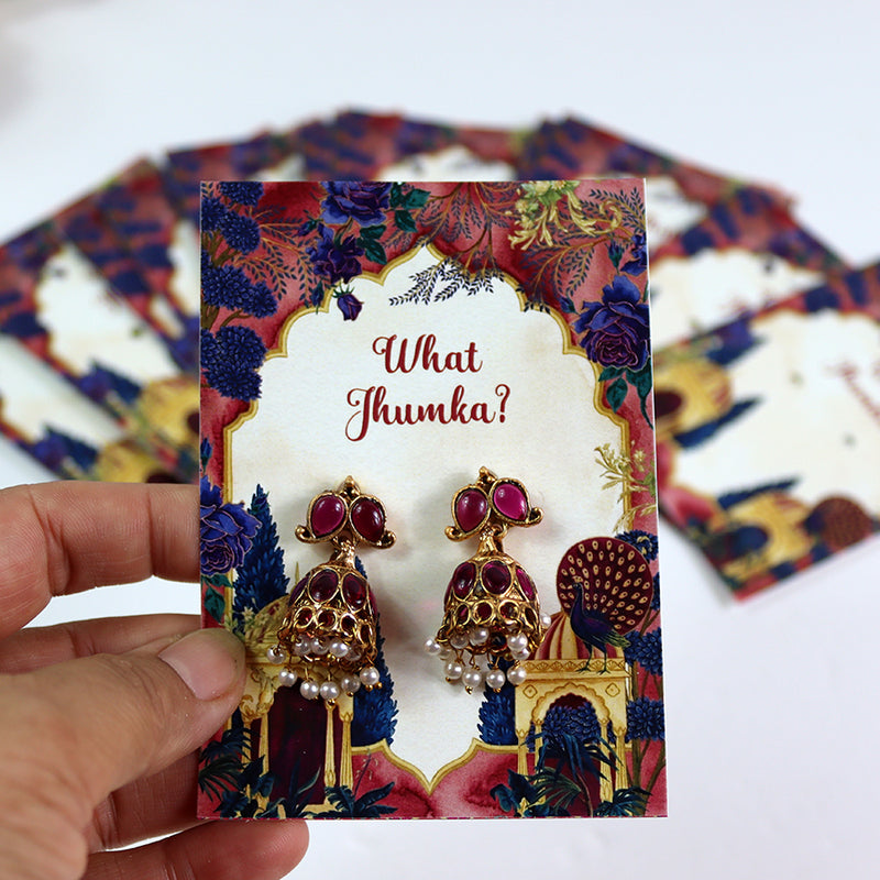 What Jhumka A7 Gift Cards | 111 Pink | Jhumka Earring Holder Cards | Mehndi, Sangeet & Wedding Favours