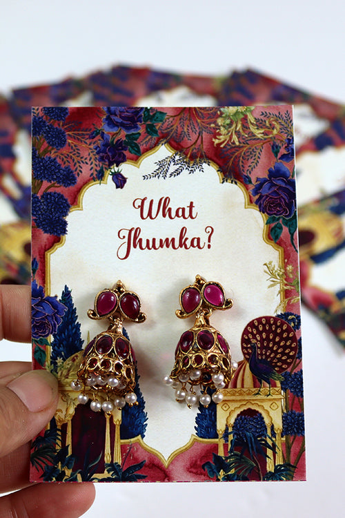 Load image into Gallery viewer, What Jhumka A7 Gift Cards | 114 Red | Jhumka Earring Holder Cards | Mehndi, Sangeet &amp; Wedding Favours
