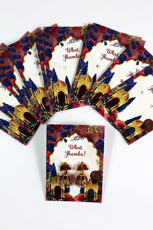 Load image into Gallery viewer, What Jhumka A7 Gift Cards | 111 Pink | Jhumka Earring Holder Cards | Mehndi, Sangeet &amp; Wedding Favours
