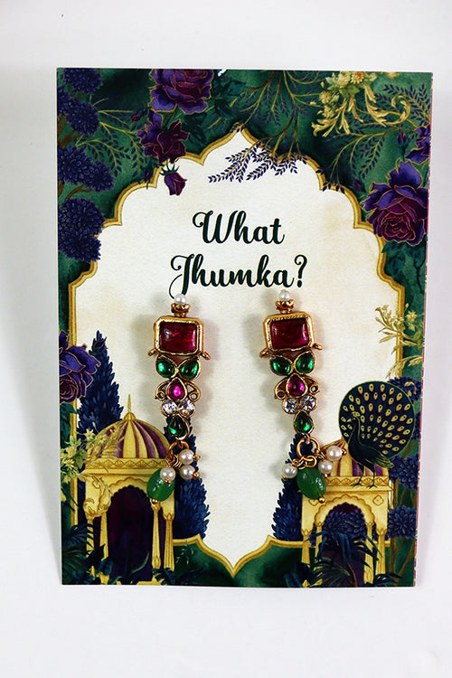 Load image into Gallery viewer, What Jhumka A7 Gift Cards | 112 Green | Jhumka Earring Holder Cards | Mehndi, Sangeet &amp; Wedding Favours
