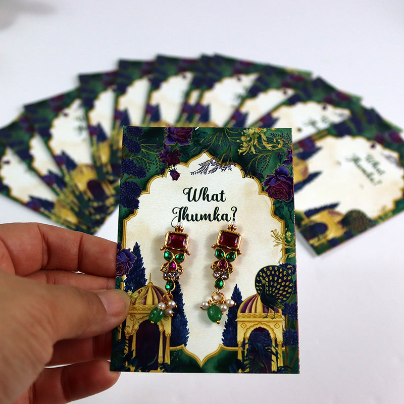 What Jhumka A7 Gift Cards | 112 Green | Jhumka Earring Holder Cards | Mehndi, Sangeet & Wedding Favours