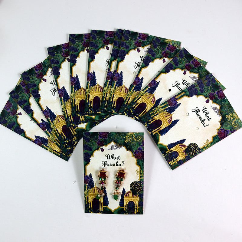 What Jhumka A7 Gift Cards | 112 Green | Jhumka Earring Holder Cards | Mehndi, Sangeet & Wedding Favours