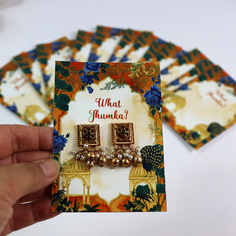What Jhumka A7 Gift Cards | 113 Orange | Jhumka Earring Holder Cards | Mehndi, Sangeet & Wedding Favours