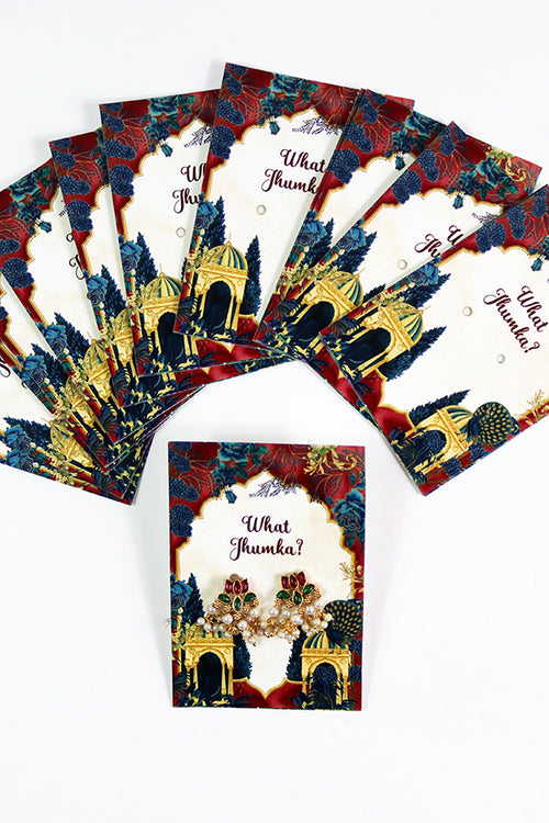 Load image into Gallery viewer, What Jhumka A7 Gift Cards | 114 Red | Jhumka Earring Holder Cards | Mehndi, Sangeet &amp; Wedding Favours
