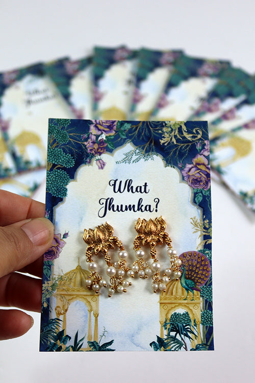 Load image into Gallery viewer, What Jhumka A7 Gift Cards | 115 Blue | Jhumka Earring Holder Cards | Mehndi, Sangeet &amp; Wedding Favours
