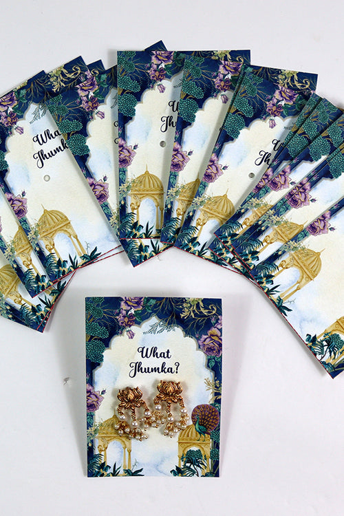 Load image into Gallery viewer, What Jhumka A7 Gift Cards | 115 Blue | Jhumka Earring Holder Cards | Mehndi, Sangeet &amp; Wedding Favours
