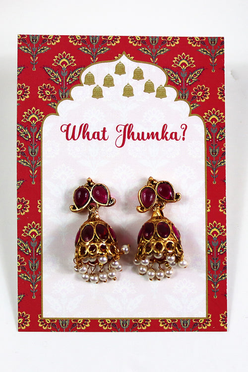 Load image into Gallery viewer, What Jhumka A7 Gift Cards | 116 Pink | Marigold Mehndi Sangeet Favor | Jhumka Earring Holder Cards | Mehndi, Sangeet &amp; Wedding Favours
