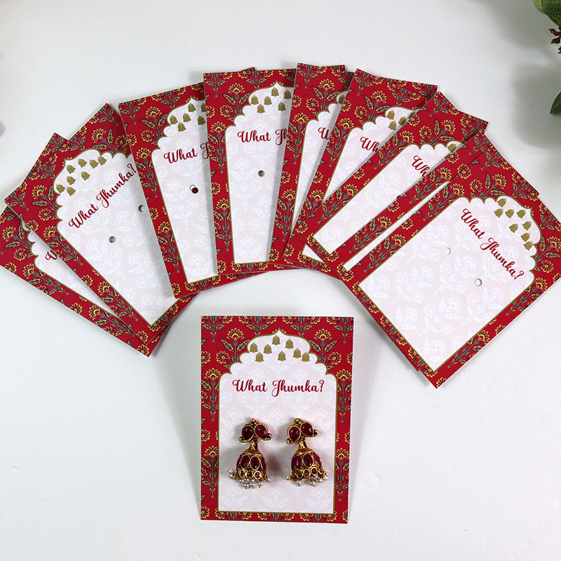 What Jhumka A7 Gift Cards | 116 Pink | Marigold Mehndi Sangeet Favor | Jhumka Earring Holder Cards | Mehndi, Sangeet & Wedding Favours