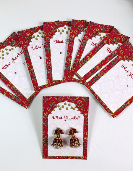 What Jhumka A7 Gift Cards | 116 Pink | Marigold Mehndi Sangeet Favor | Jhumka Earring Holder Cards | Mehndi, Sangeet & Wedding Favours