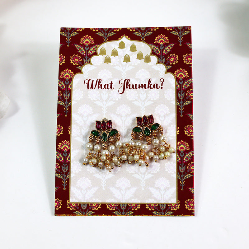 What Jhumka A7 Gift Cards | 117 Red | Marigold Mehndi Sangeet Favor | Jhumka Earring Holder Cards | Mehndi, Sangeet & Wedding Favours