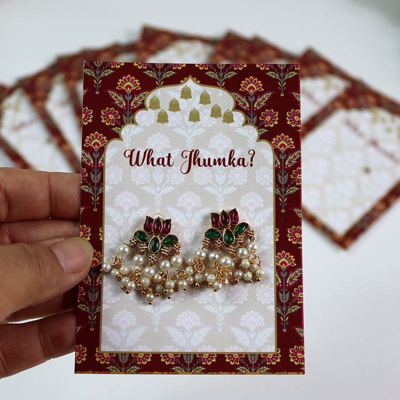 What Jhumka A7 Gift Cards | 117 Red | Marigold Mehndi Sangeet Favor | Jhumka Earring Holder Cards | Mehndi, Sangeet & Wedding Favours