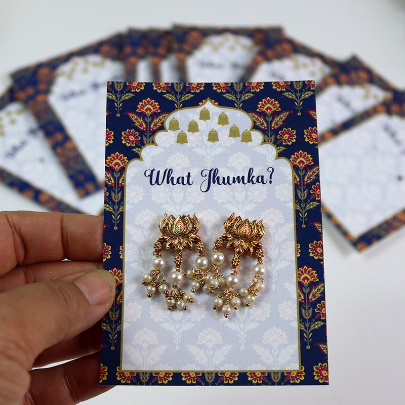 What Jhumka A7 Gift Cards | 119 Blue | Marigold Mehndi Sangeet Favor | Jhumka Earring Holder Cards | Mehndi, Sangeet & Wedding Favours