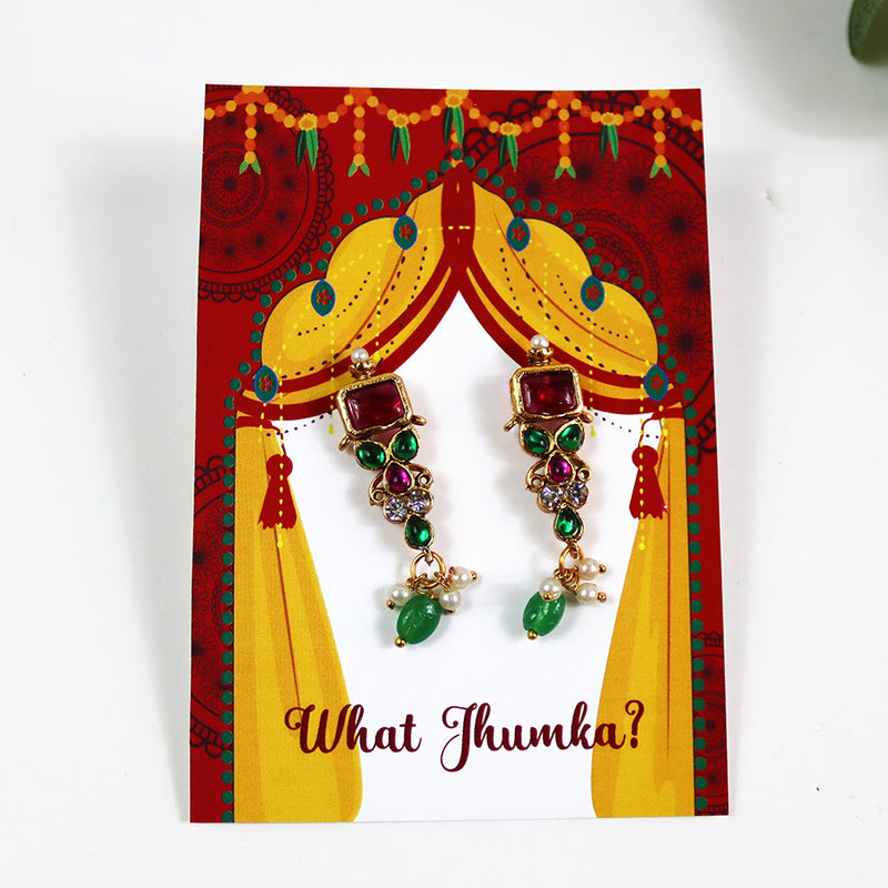 What Jhumka A7 Gift Cards | 122 Red & yellow | Jhumka Earring Holder Cards | Mehndi, Sangeet & Wedding Favours