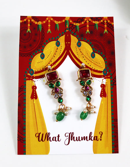 What Jhumka A7 Gift Cards | 122 Red & yellow | Jhumka Earring Holder Cards | Mehndi, Sangeet & Wedding Favours