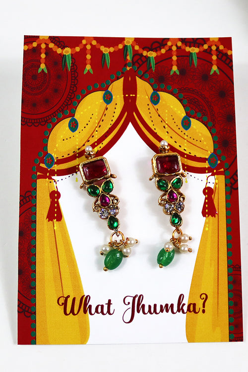 Load image into Gallery viewer, What Jhumka A7 Gift Cards | 122 Red &amp; yellow | Jhumka Earring Holder Cards | Mehndi, Sangeet &amp; Wedding Favours
