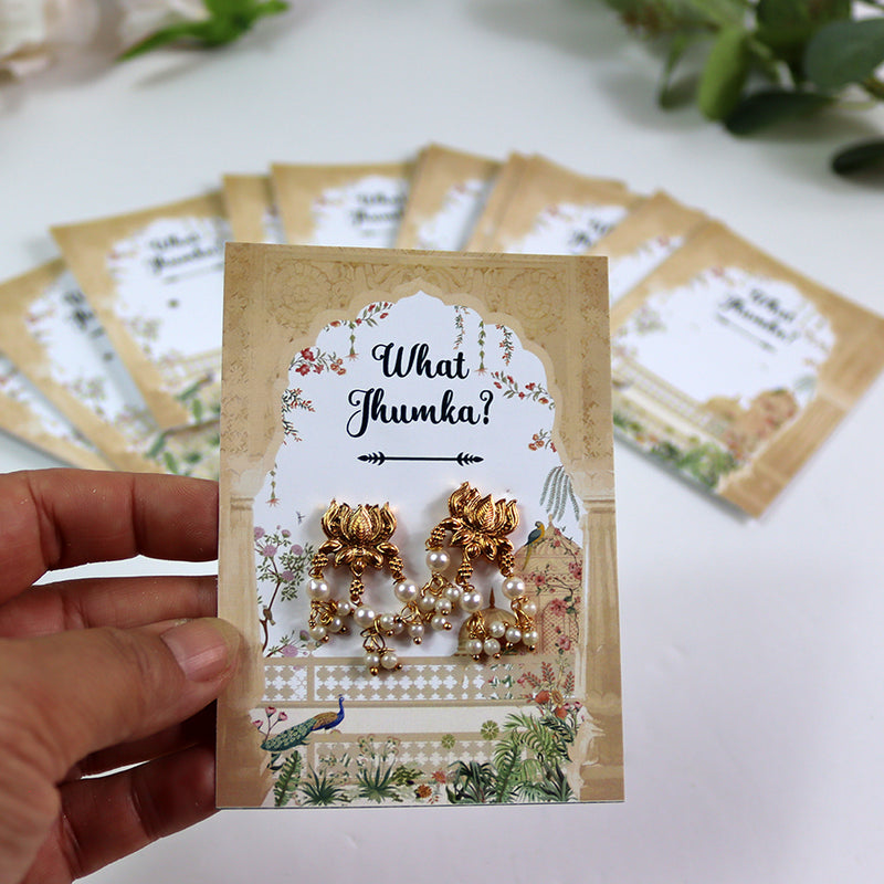 What Jhumka A7 Gift Cards | 123 Mughal | Jhumka Earring Holder Cards | Mehndi, Sangeet & Wedding Favours