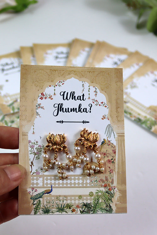Load image into Gallery viewer, What Jhumka A7 Gift Cards | 123 Mughal | Jhumka Earring Holder Cards | Mehndi, Sangeet &amp; Wedding Favours

