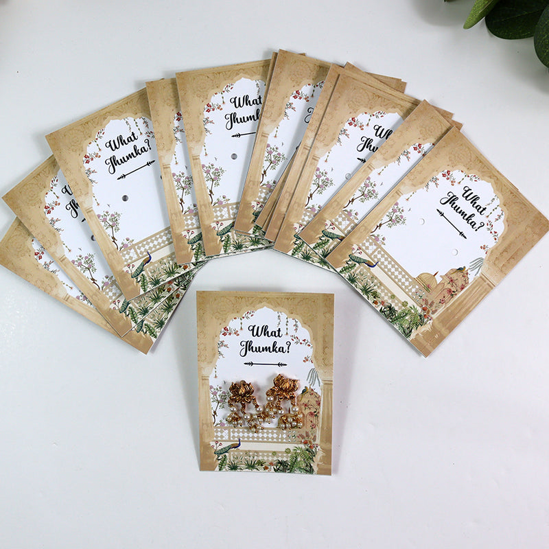 What Jhumka A7 Gift Cards | 123 Mughal | Jhumka Earring Holder Cards | Mehndi, Sangeet & Wedding Favours