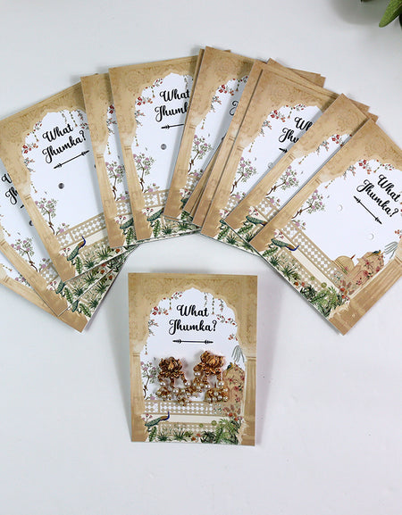 What Jhumka A7 Gift Cards | 123 Mughal | Jhumka Earring Holder Cards | Mehndi, Sangeet & Wedding Favours