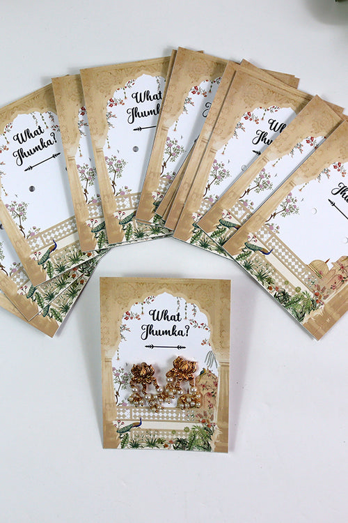 Load image into Gallery viewer, What Jhumka A7 Gift Cards | 123 Mughal | Jhumka Earring Holder Cards | Mehndi, Sangeet &amp; Wedding Favours
