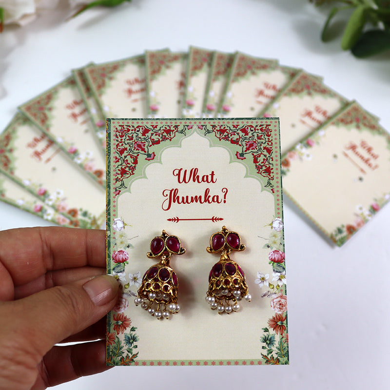What Jhumka A7 Gift Cards | 124 Pink | Jhumka Earring Holder Cards | Mehndi, Sangeet & Wedding Favours