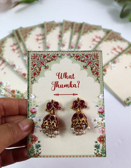 What Jhumka A7 Gift Cards | 124 Pink | Jhumka Earring Holder Cards | Mehndi, Sangeet & Wedding Favours