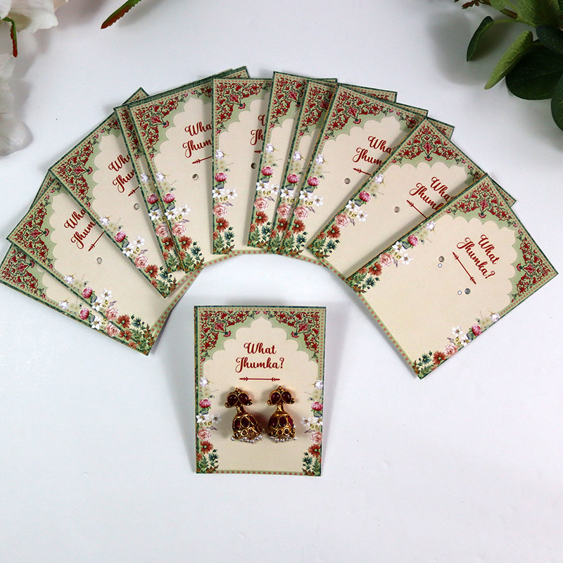 What Jhumka A7 Gift Cards | 124 Pink | Jhumka Earring Holder Cards | Mehndi, Sangeet & Wedding Favours