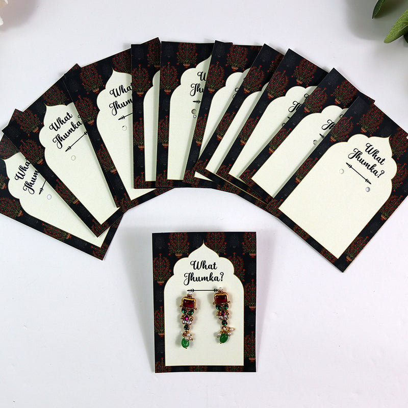 What Jhumka A7 Gift Cards | 126 Green | Marigold Mehndi Sangeet Favor | Jhumka Earring Holder Cards | Mehndi, Sangeet & Wedding Favours