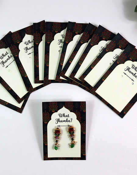 What Jhumka A7 Gift Cards | 126 Green | Marigold Mehndi Sangeet Favor | Jhumka Earring Holder Cards | Mehndi, Sangeet & Wedding Favours