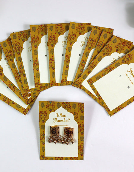 What Jhumka A7 Gift Cards | 127 Yellow | Marigold Mehndi Sangeet Favor | Jhumka Earring Holder Cards | Mehndi, Sangeet & Wedding Favours