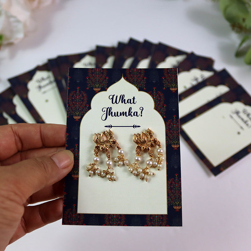 What Jhumka A7 Gift Cards | 128 Blue | Marigold Mehndi Sangeet Favor | Jhumka Earring Holder Cards | Mehndi, Sangeet & Wedding Favours