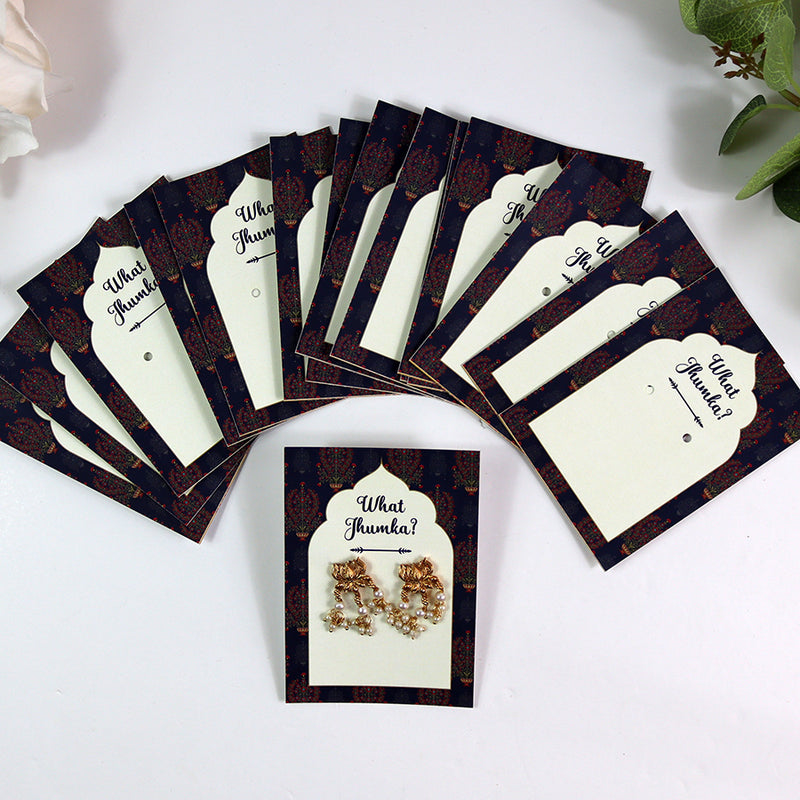 What Jhumka A7 Gift Cards | 128 Blue | Marigold Mehndi Sangeet Favor | Jhumka Earring Holder Cards | Mehndi, Sangeet & Wedding Favours